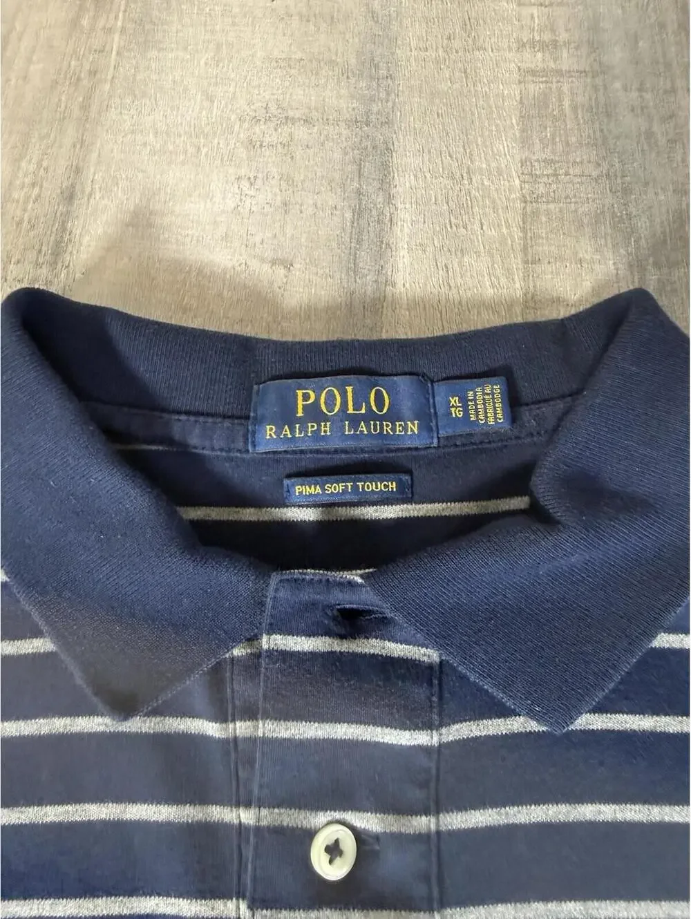 Ralph Lauren Shirt Men’s XL Blue/White Striped Pima Soft Touch Short Sleeve